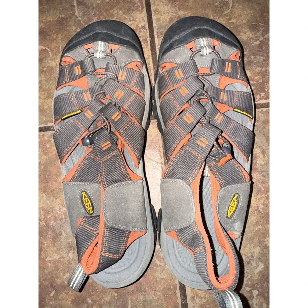 Keen Newport H2 Waterproof Sandals Mens 12 Grey Orange Hiking Shoes 1001921